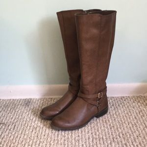 Tall brown riding boots